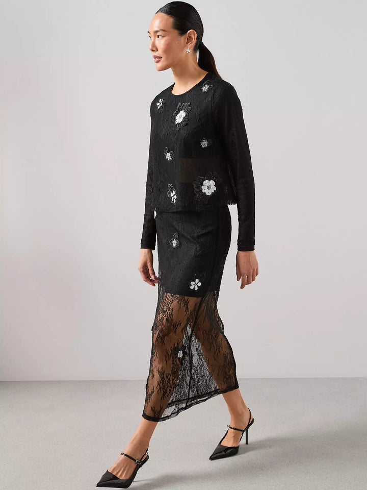 Midiszoknya THE VERY COLLECTION, fekete