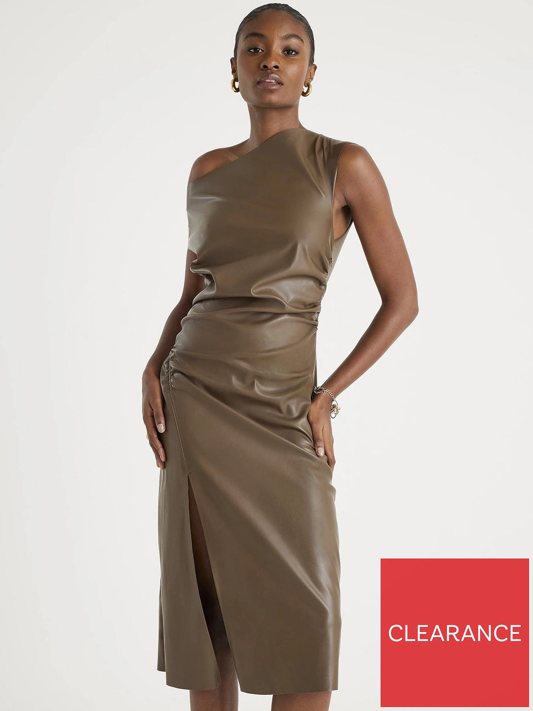 Műbőr ruha RIVER ISLAND STUDIO, barna