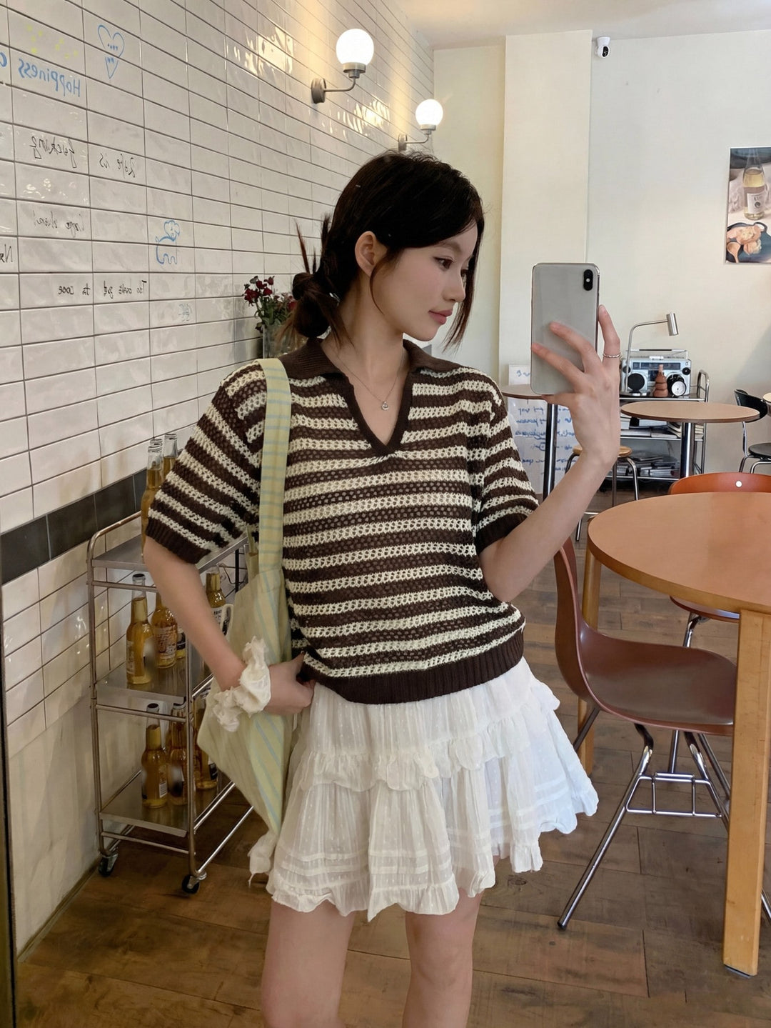 Tricou knit SHEIN, maro