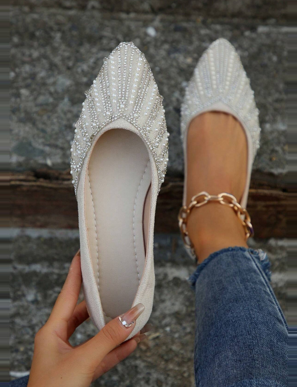 Shein balerina cipő, bézs