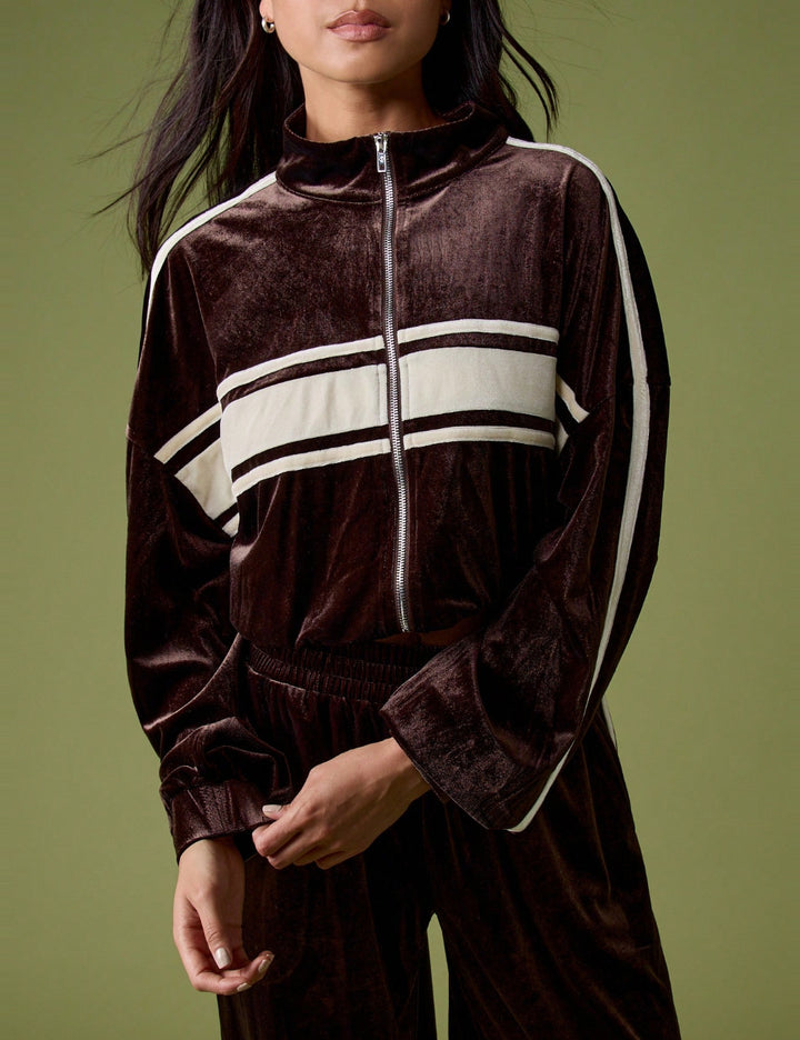 Shein Missguided cipzáros blúz, barna