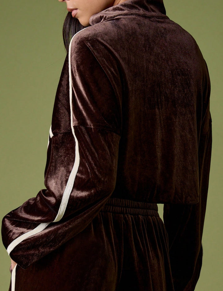 Shein Missguided cipzáros blúz, barna