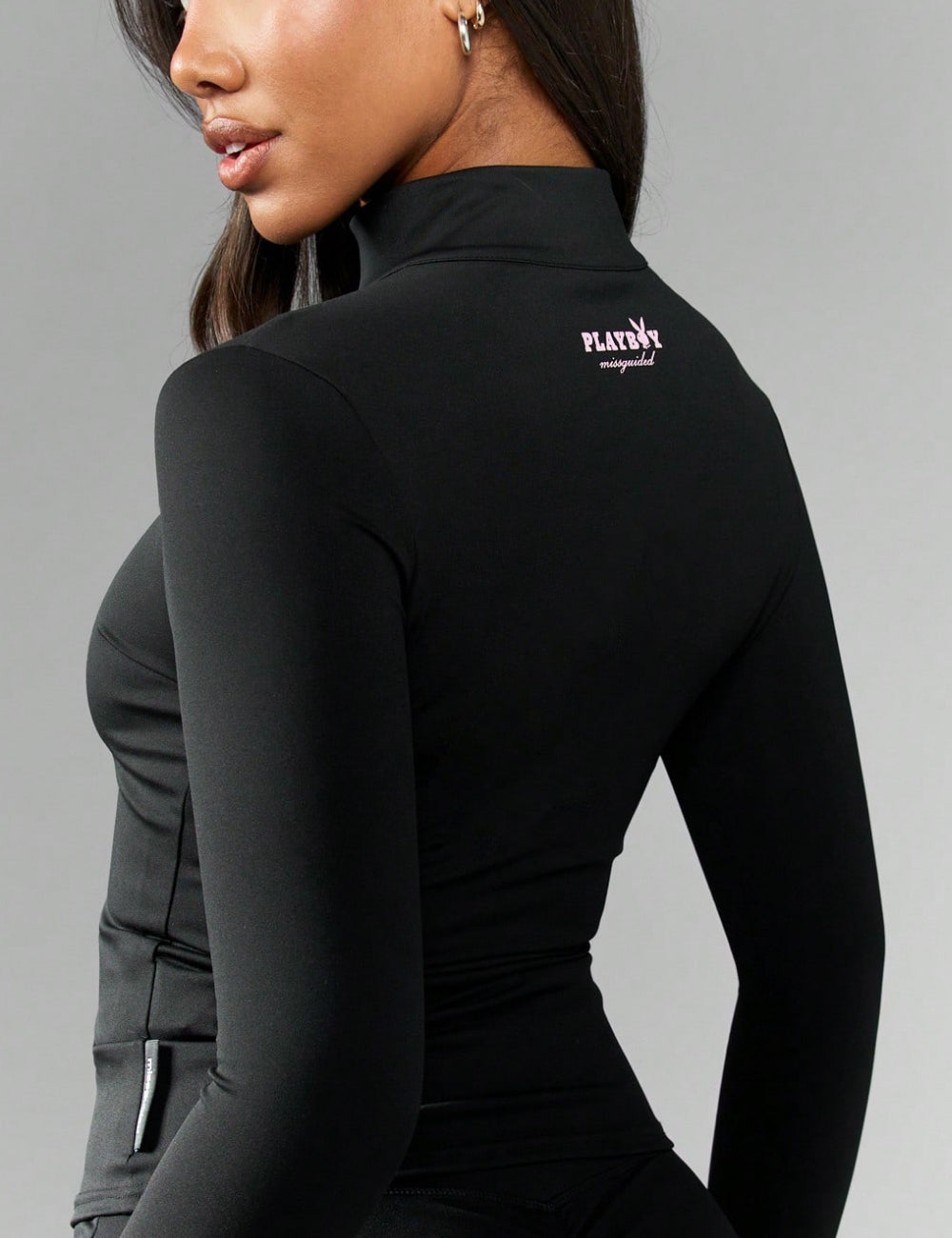 Shein Missguided cipzáros blúz, fekete