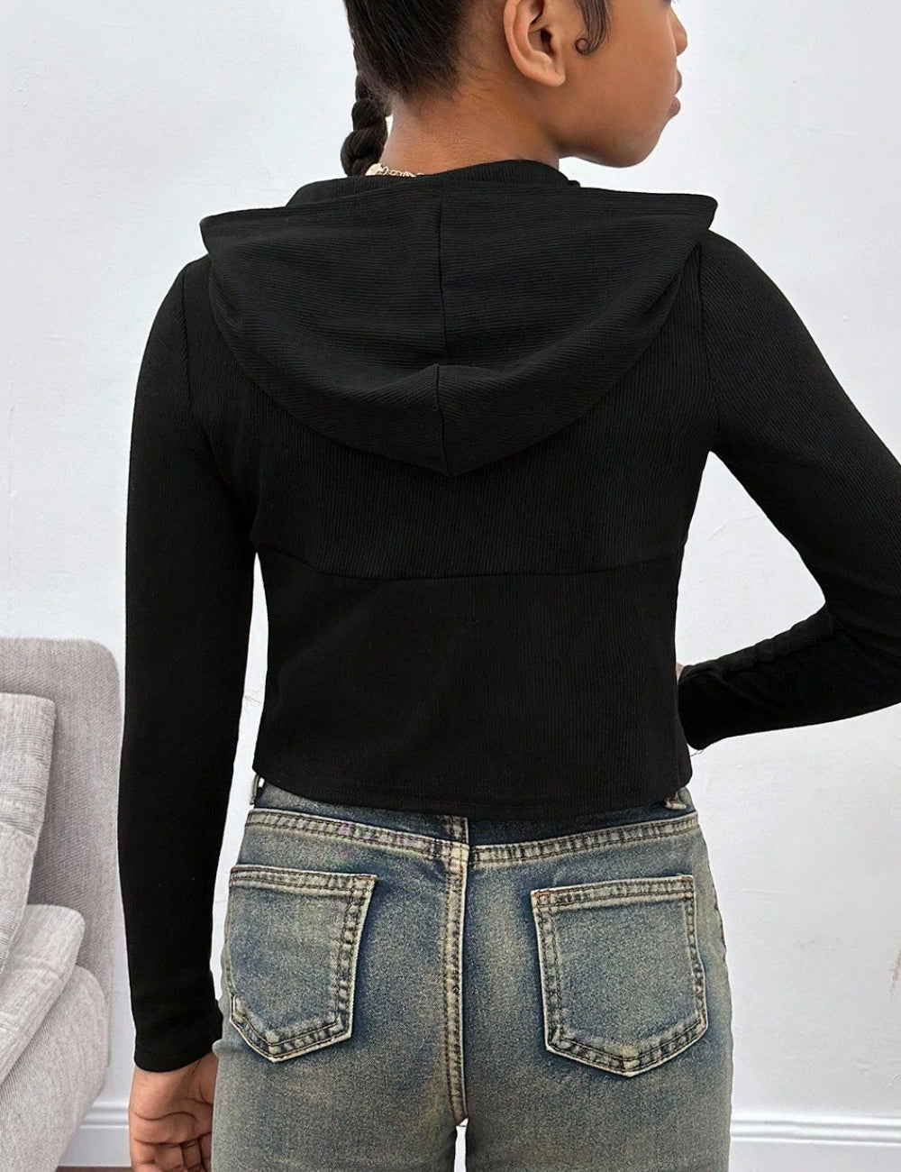 Shein cipzáros blúz, fekete