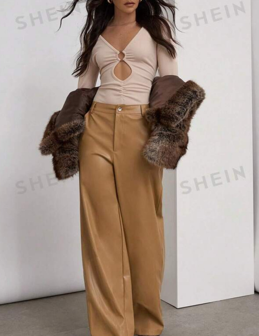 Shein blúz, bézs