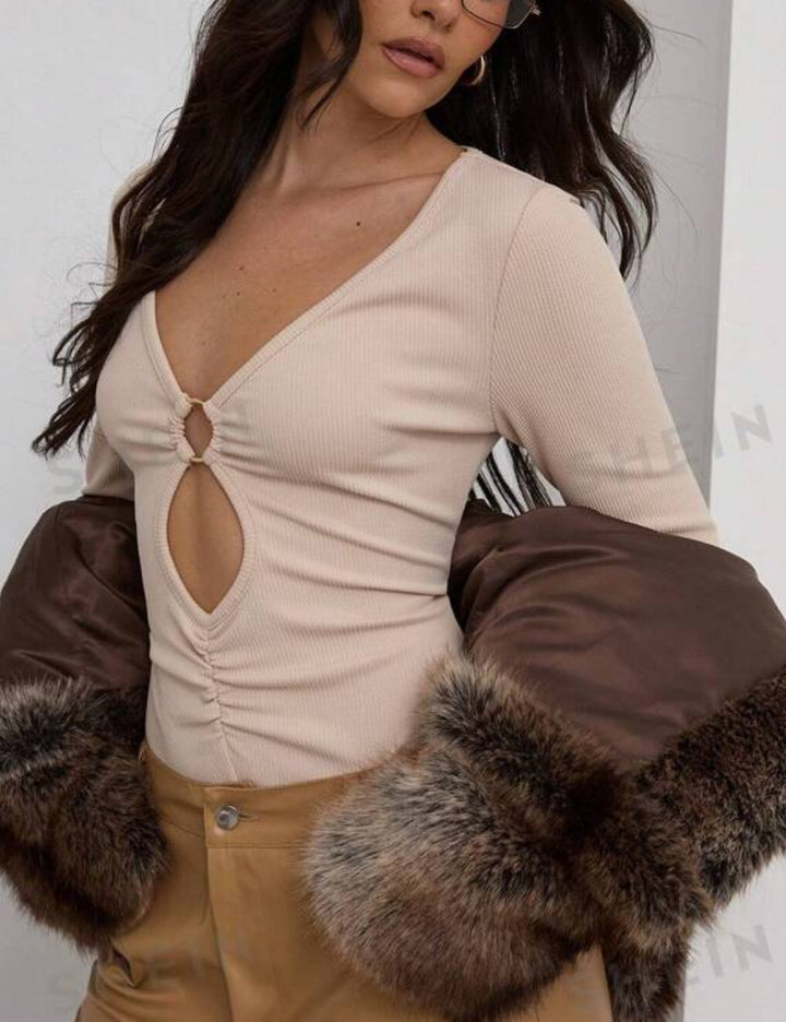 Shein blúz, bézs