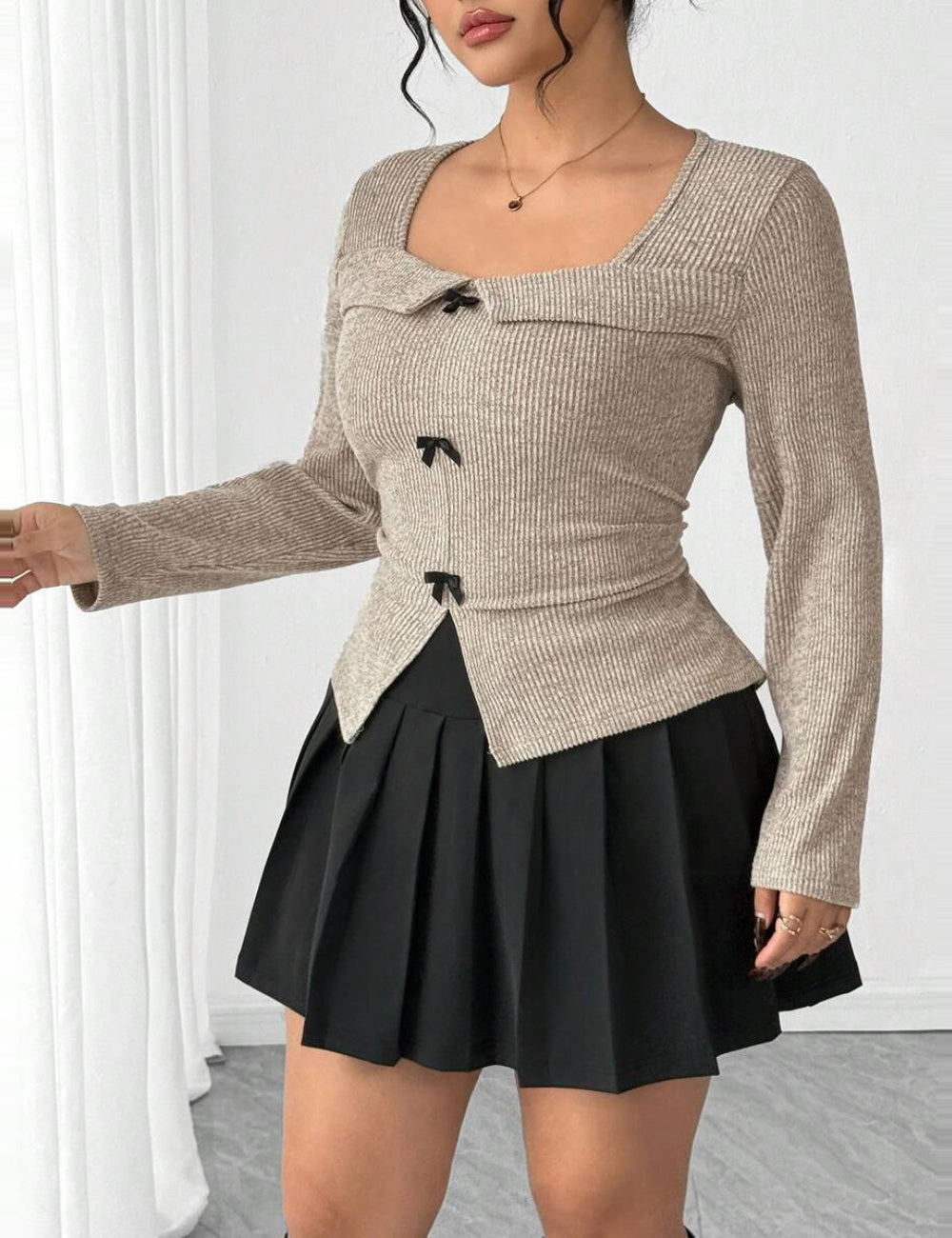 Shein Curve+ blúz, bézs