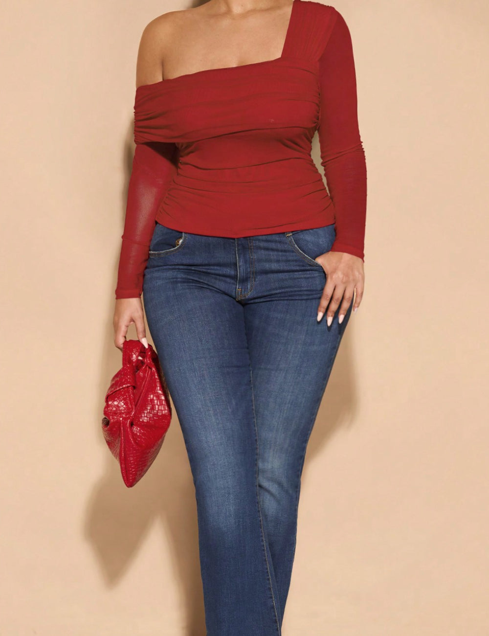 Shein Curve+ blúz, piros