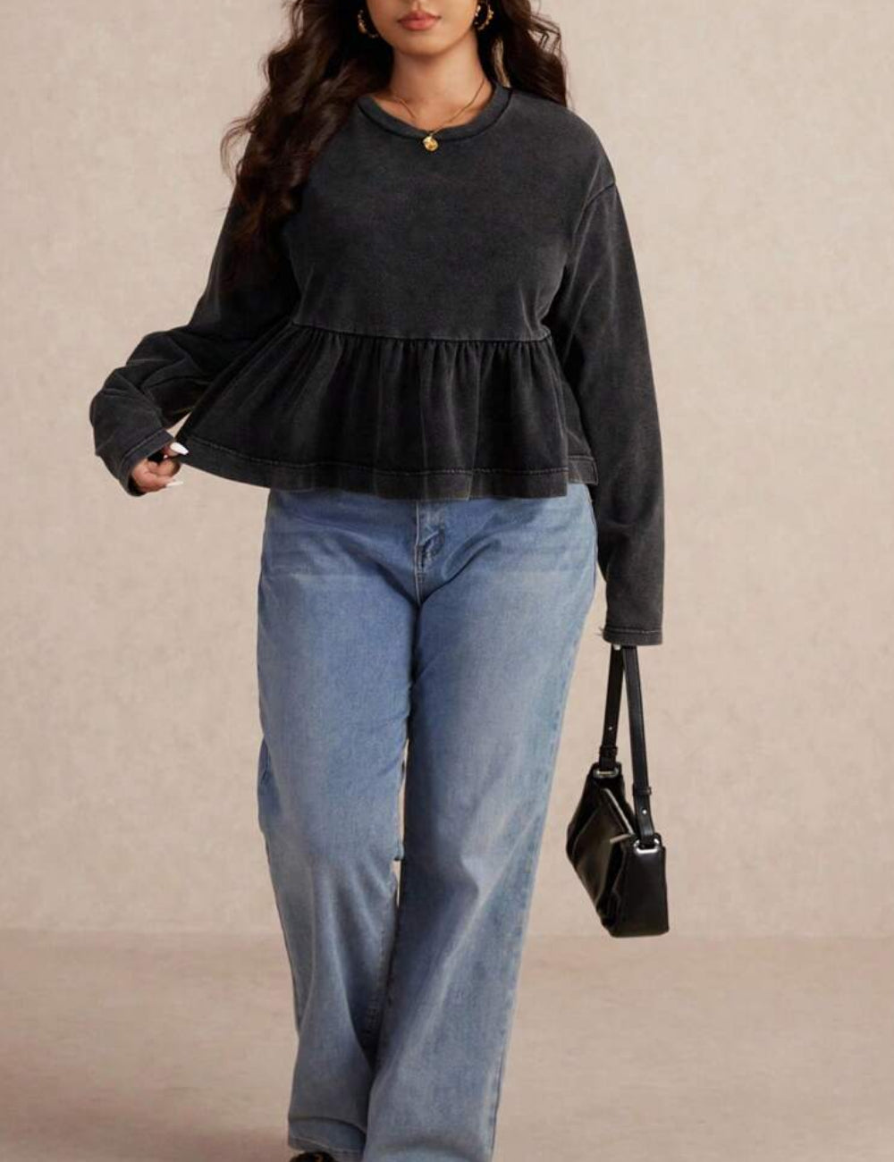 Blúz, Shein Curve+, szürke