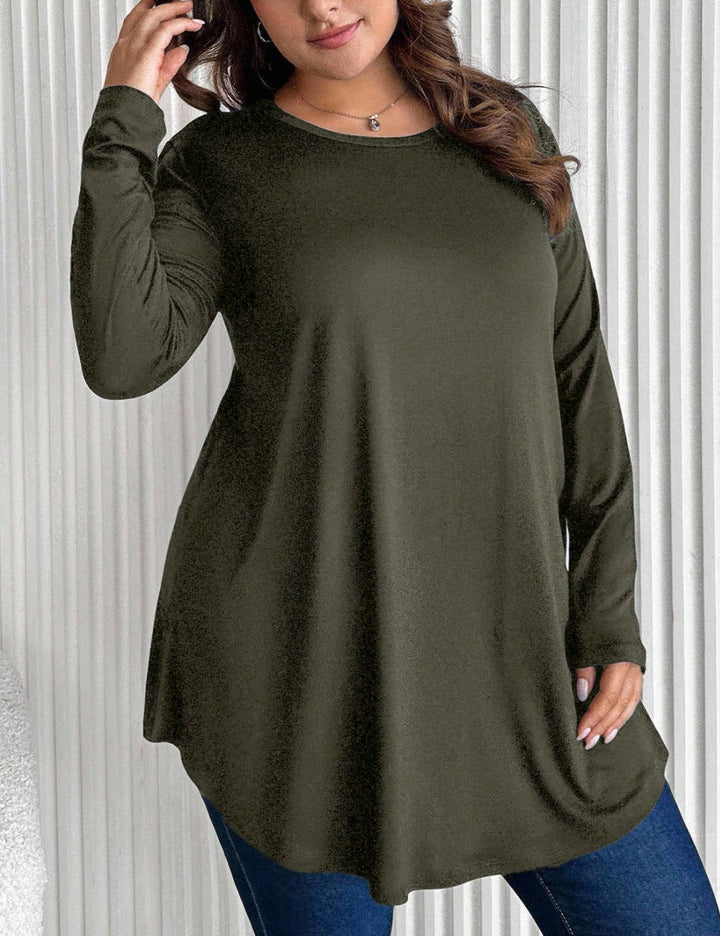 Shein Curve+ blúz, khaki