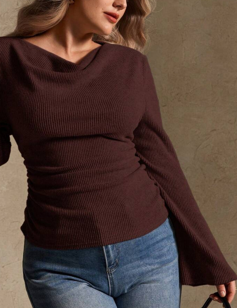 Shein Curve+ blúz, barna