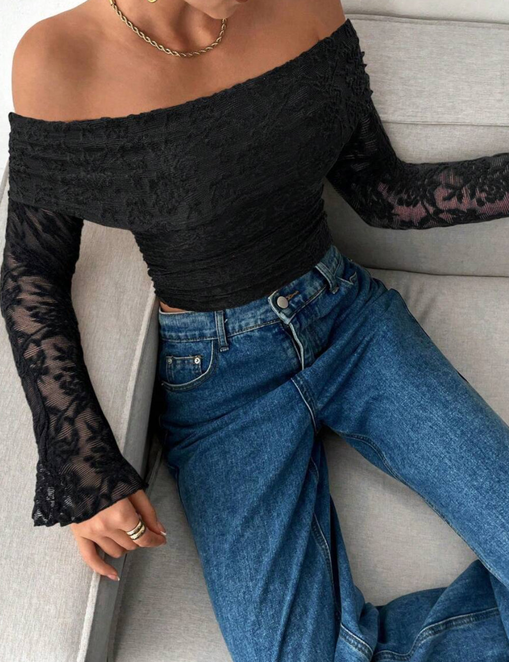 Shein blúz, fekete