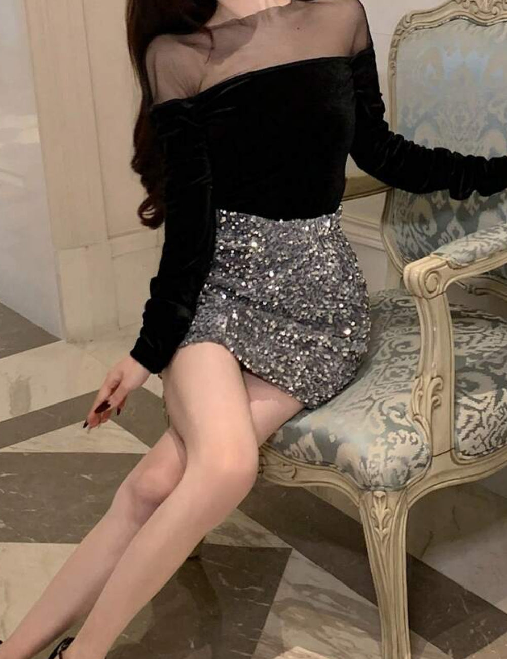 Shein blúz, fekete