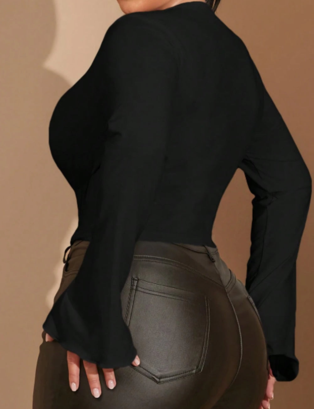 Shein Curve+ blúz, fekete