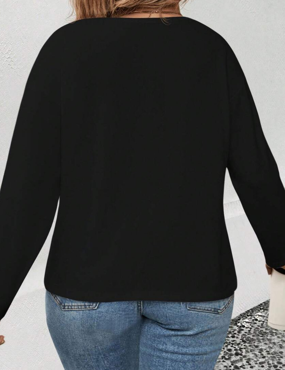 Shein Curve+ blúz, fekete