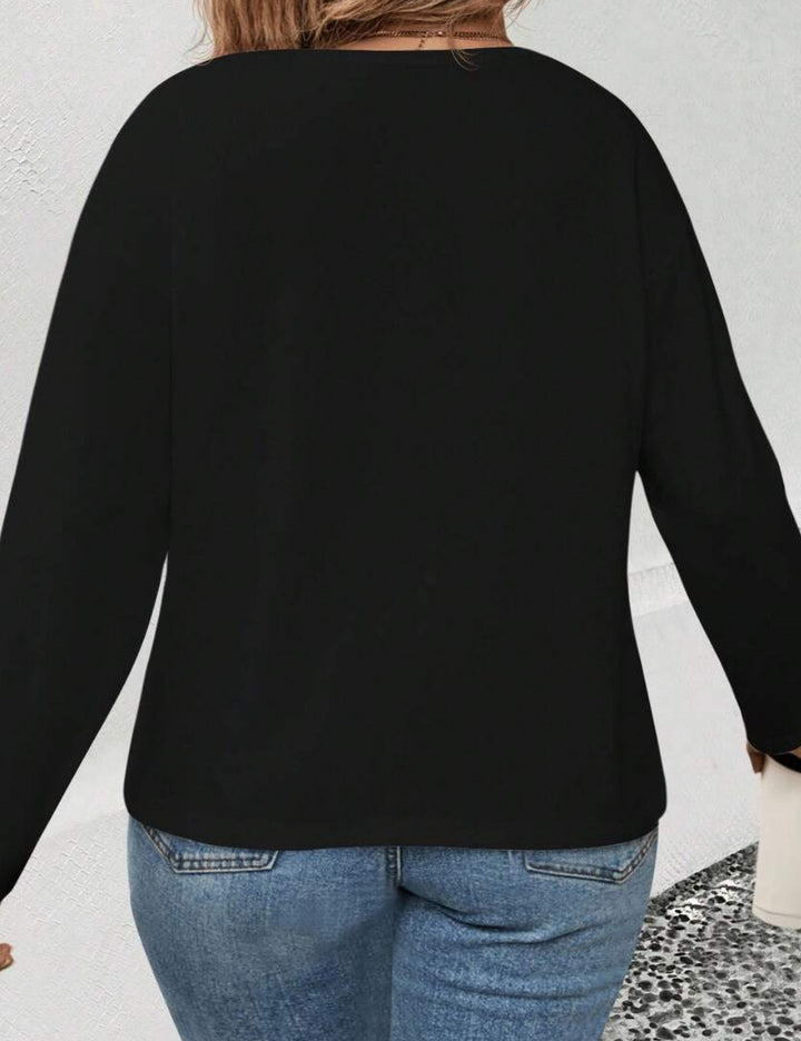 Shein Curve+ blúz, fekete