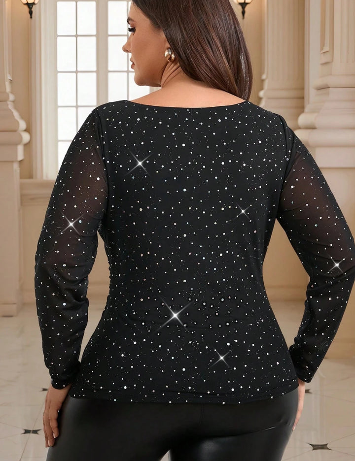 Shein Curve+ blúz, fekete