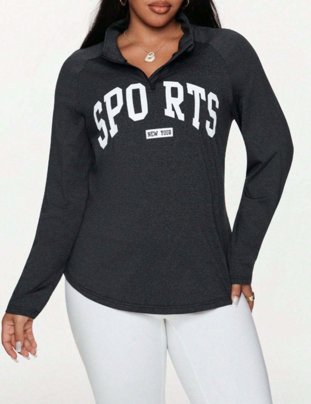 Bluza Sport Shein Curve+, sötétszürke