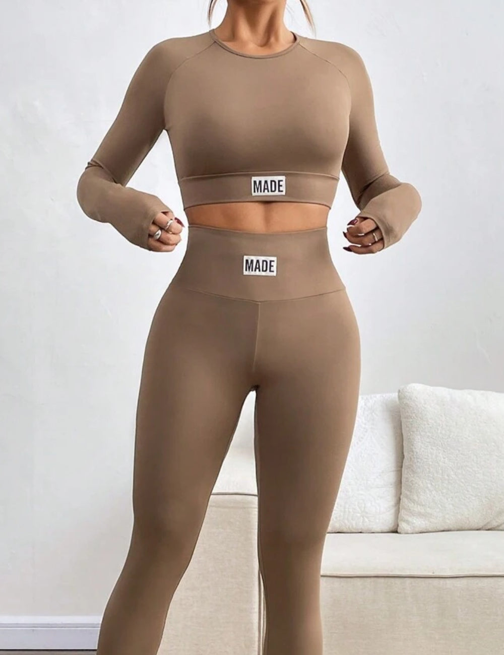 Shein sportblúz, barna
