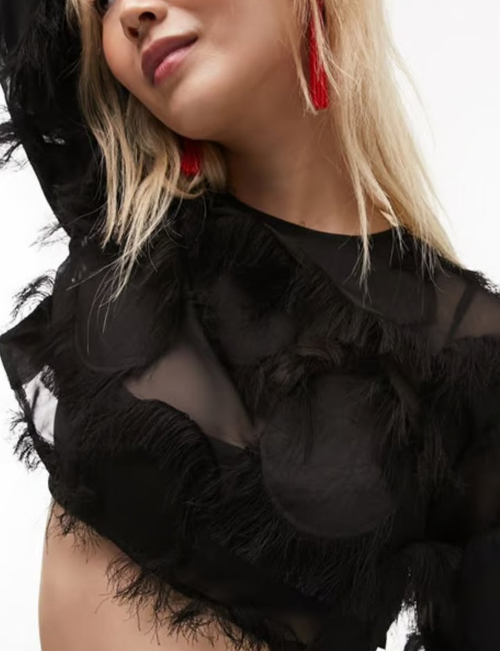 Topshop blúz, fekete
