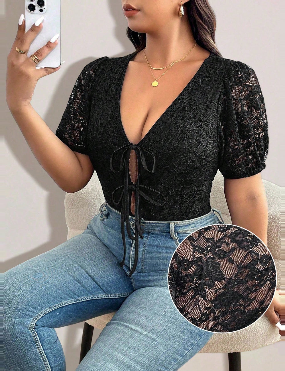 Body Shein Curve+, fekete