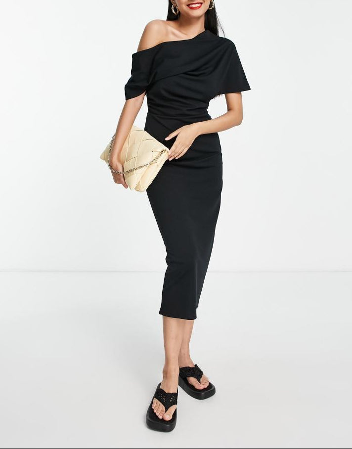 ASOS midi ruha, fekete