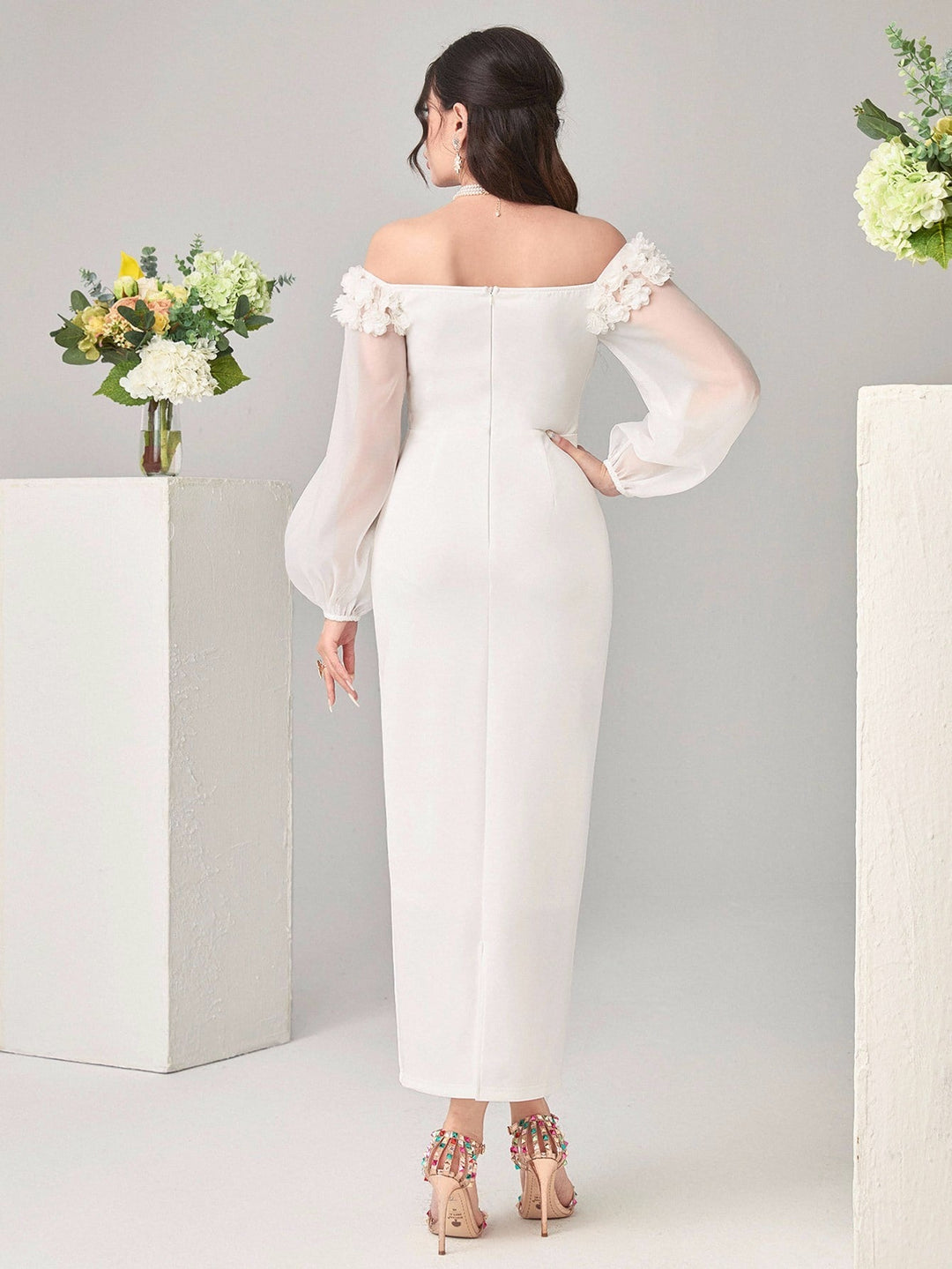 Rochie maxi SHEIN, alb