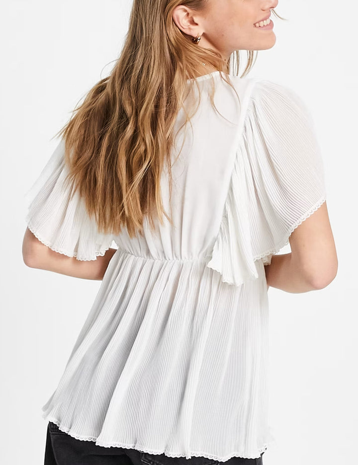 Cămașă cu mânecă scurtă ASOS, alb
