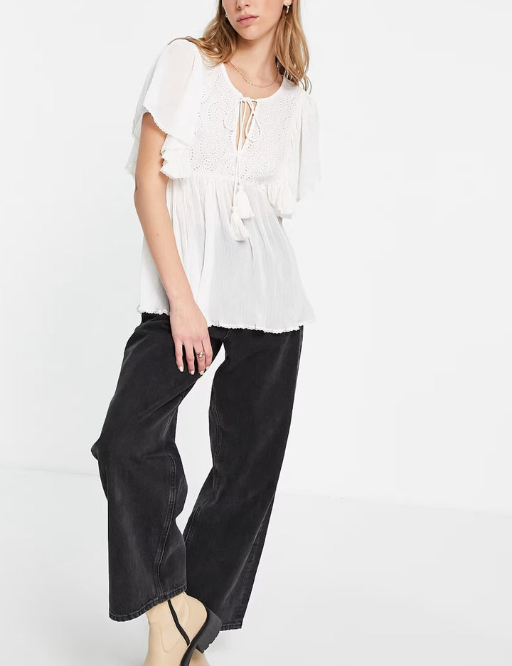 Cămașă cu mânecă scurtă ASOS, alb