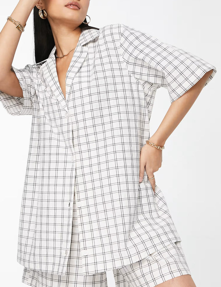 Cămașă cu mânecă scurtă ASOS, alb