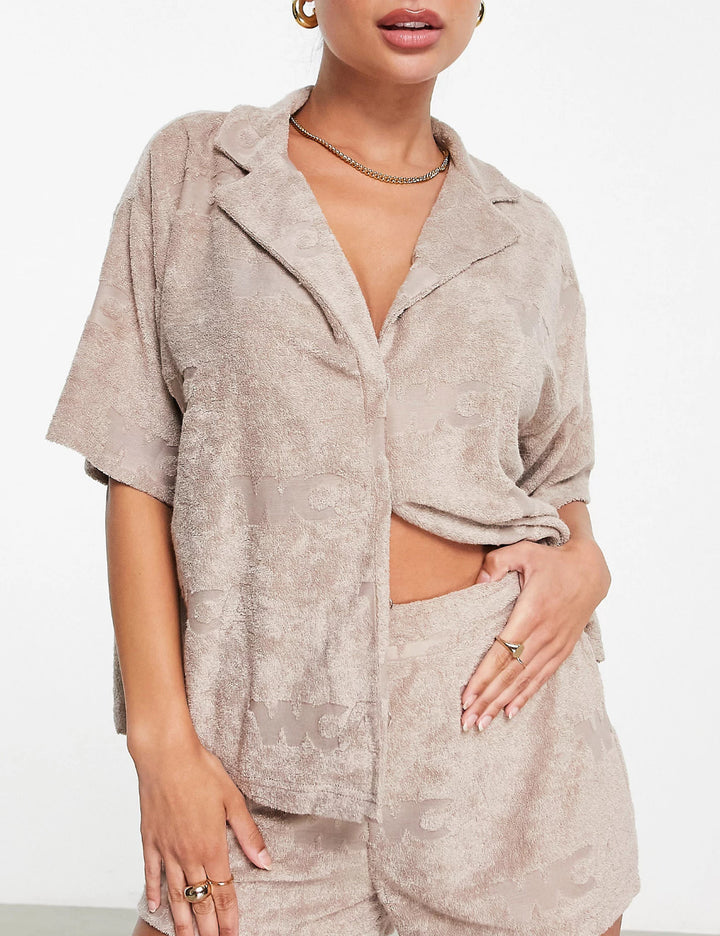 ASOS rövid ujjú ing, bézs