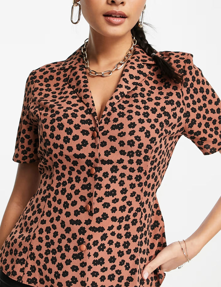 Cămașă cu mânecă scurtă ASOS, maro
