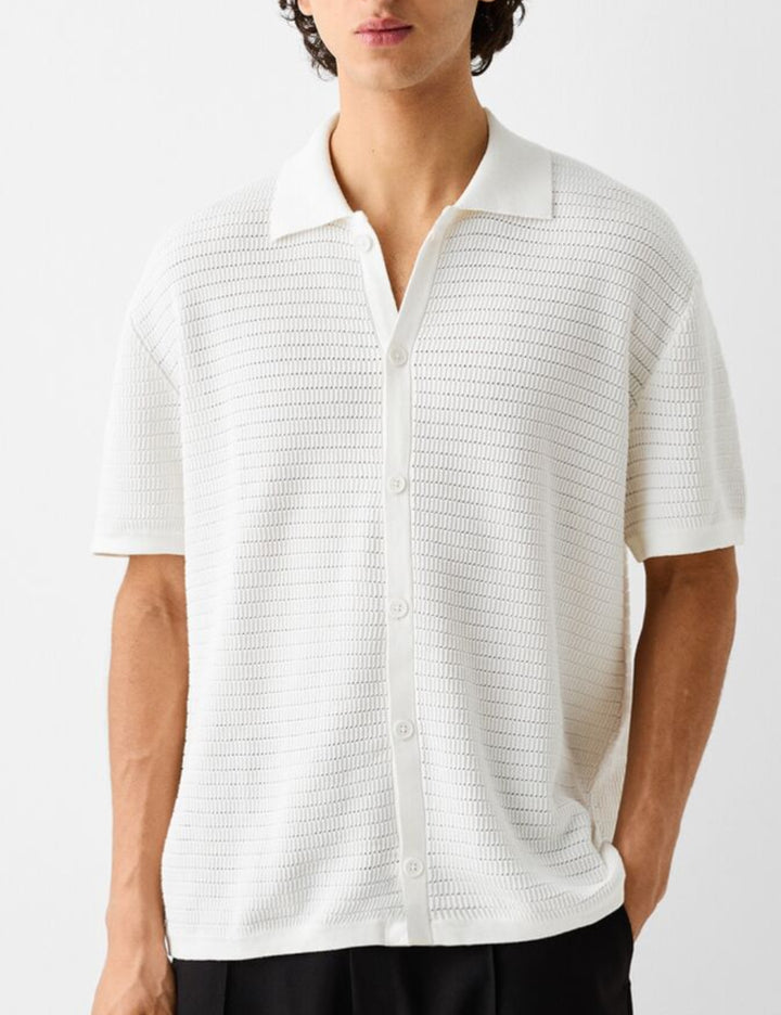 Rövid ujjú ing Bershka, fehér