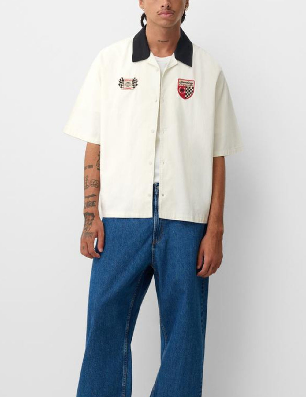 Bershka rövid ujjú ing, fehér