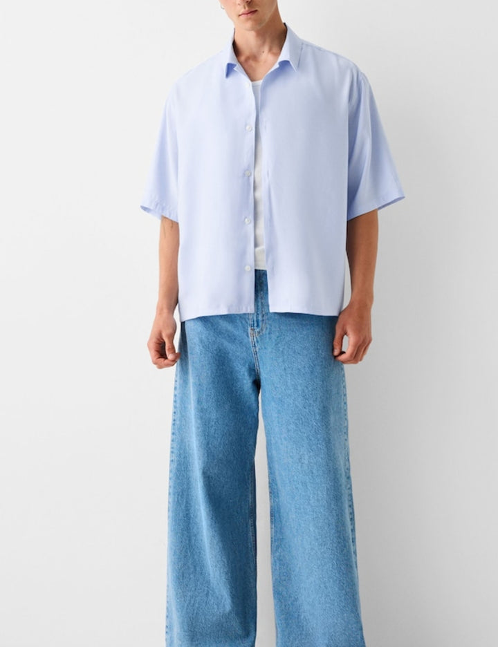Bershka rövid ujjú ing, kék