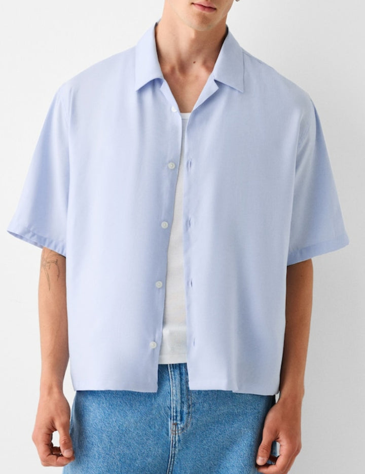Bershka rövid ujjú ing, kék