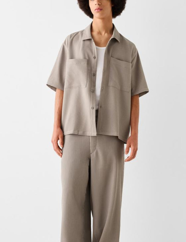 Bershka rövid ujjú ing, bézs