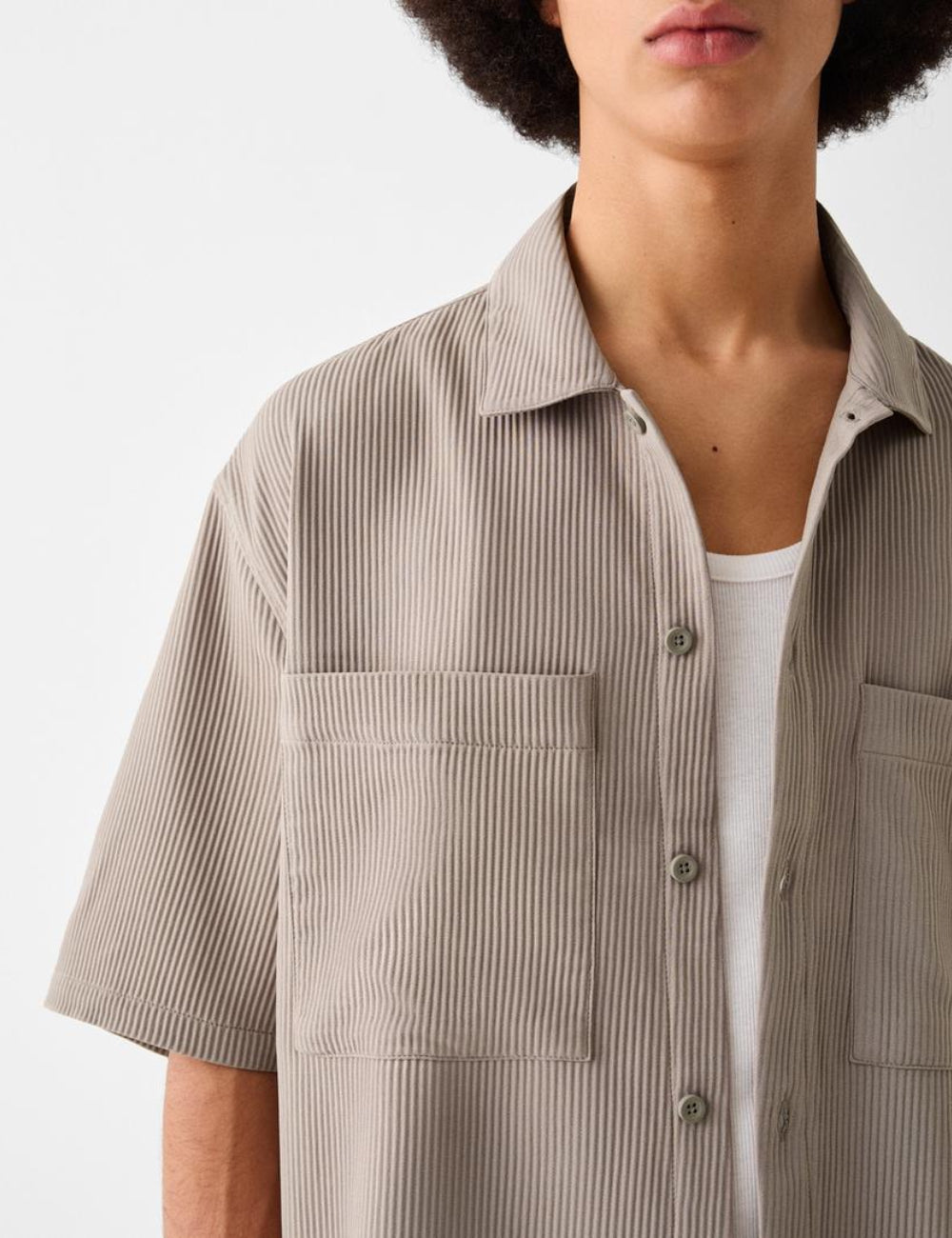 Bershka rövid ujjú ing, bézs