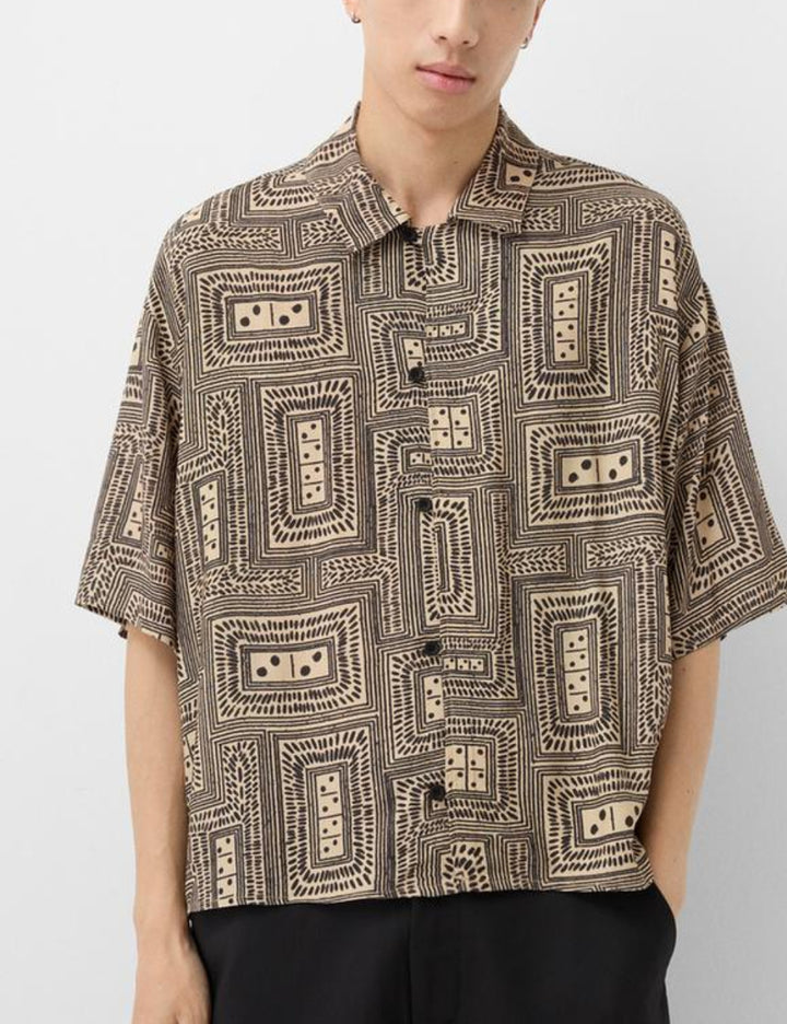 Bershka rövid ujjú ing, barna