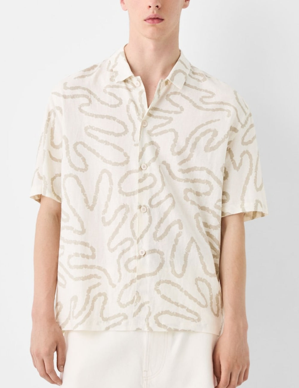 Bershka rövid ujjú ing, bézs