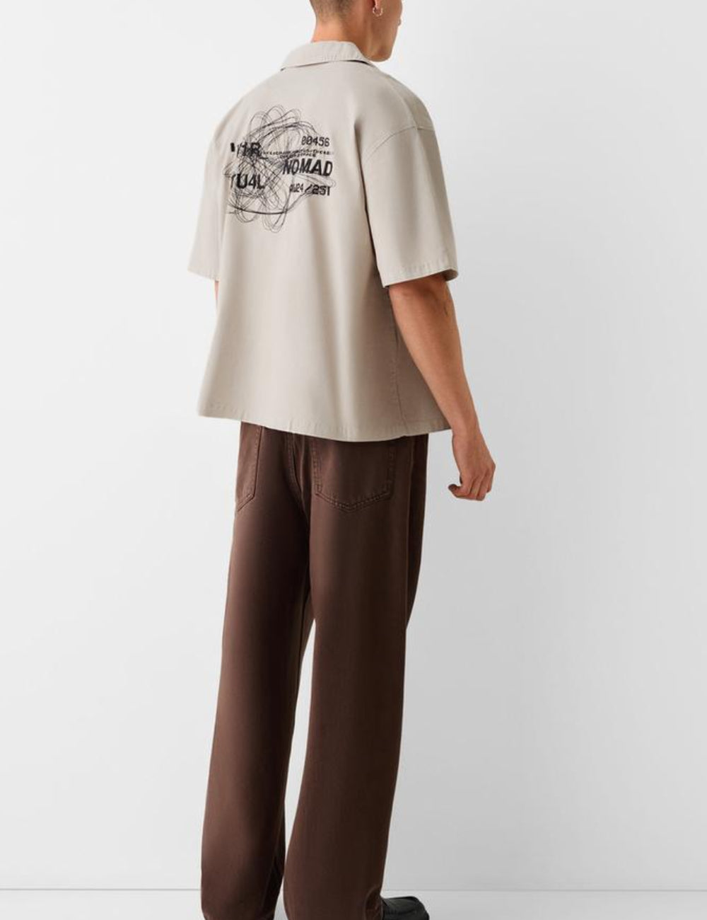 Bershka rövid ujjú ing, bézs