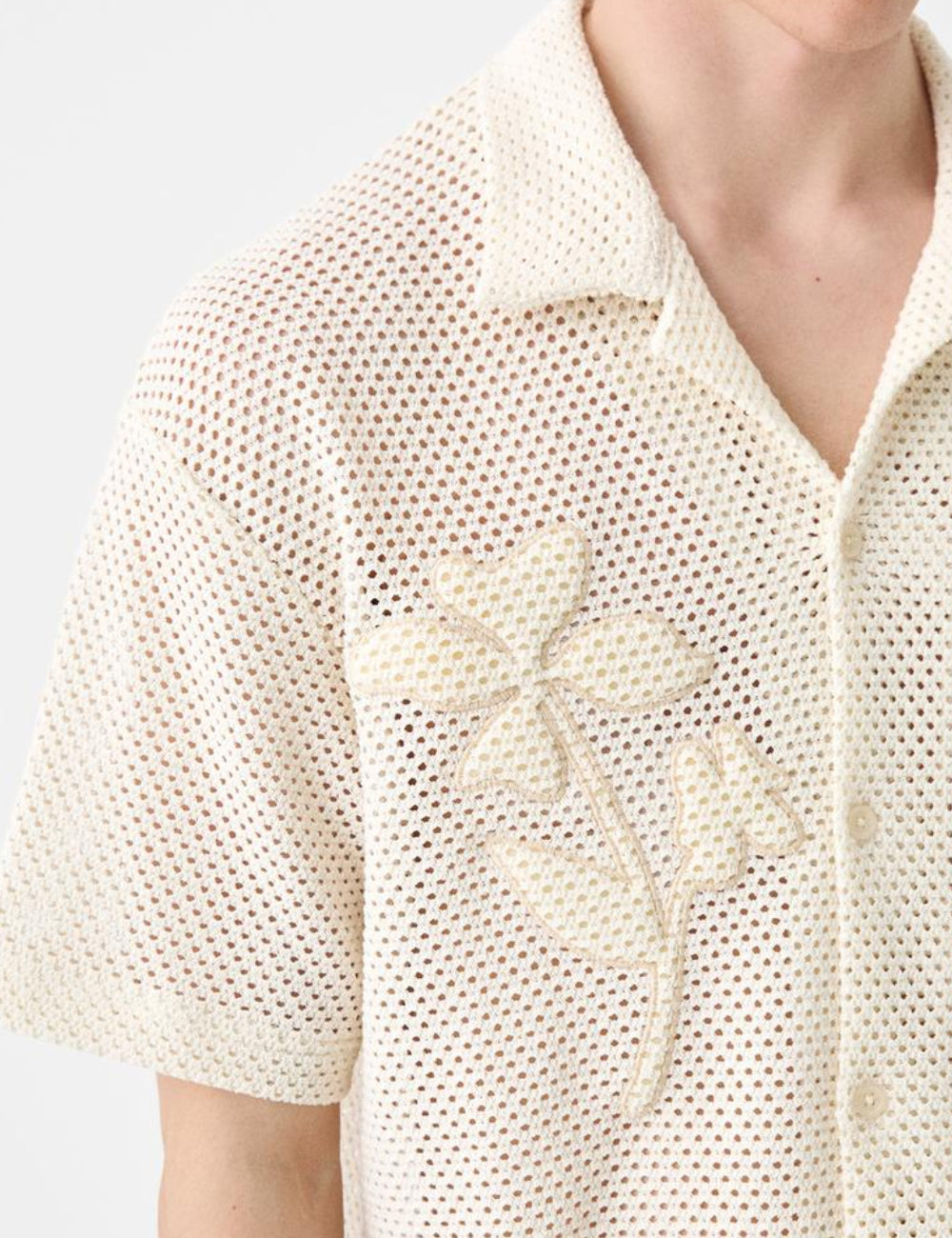 Bershka rövid ujjú ing, ekrü