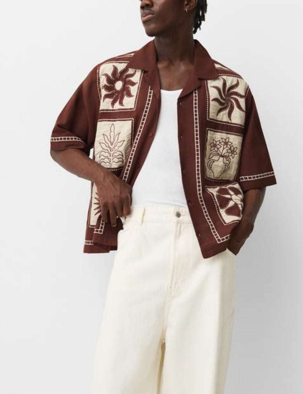 Bershka rövid ujjú ing, barna