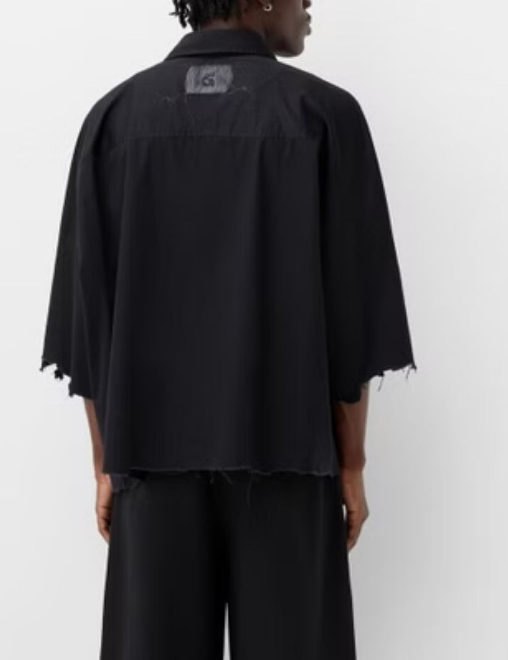 Cămașă cu mânecă scurtă Bershka, negru