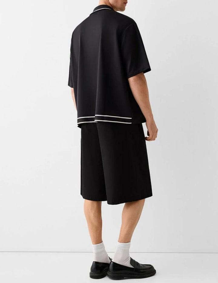 Bershka rövid ujjú ing, fekete