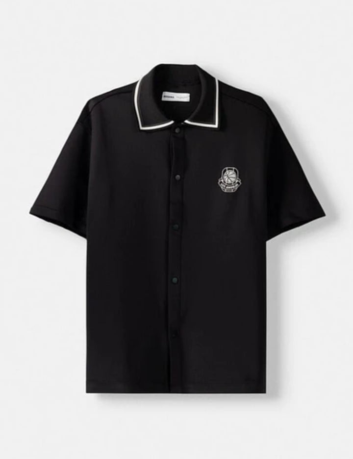 Bershka rövid ujjú ing, fekete