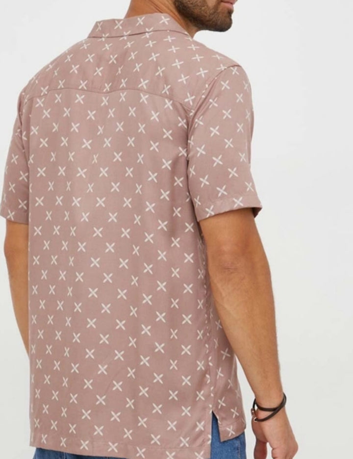 Lyle & Scott rövid ujjú ing, rózsaszín