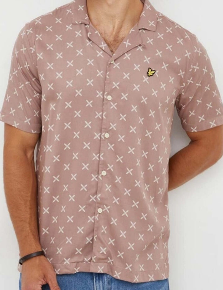 Lyle & Scott rövid ujjú ing, rózsaszín