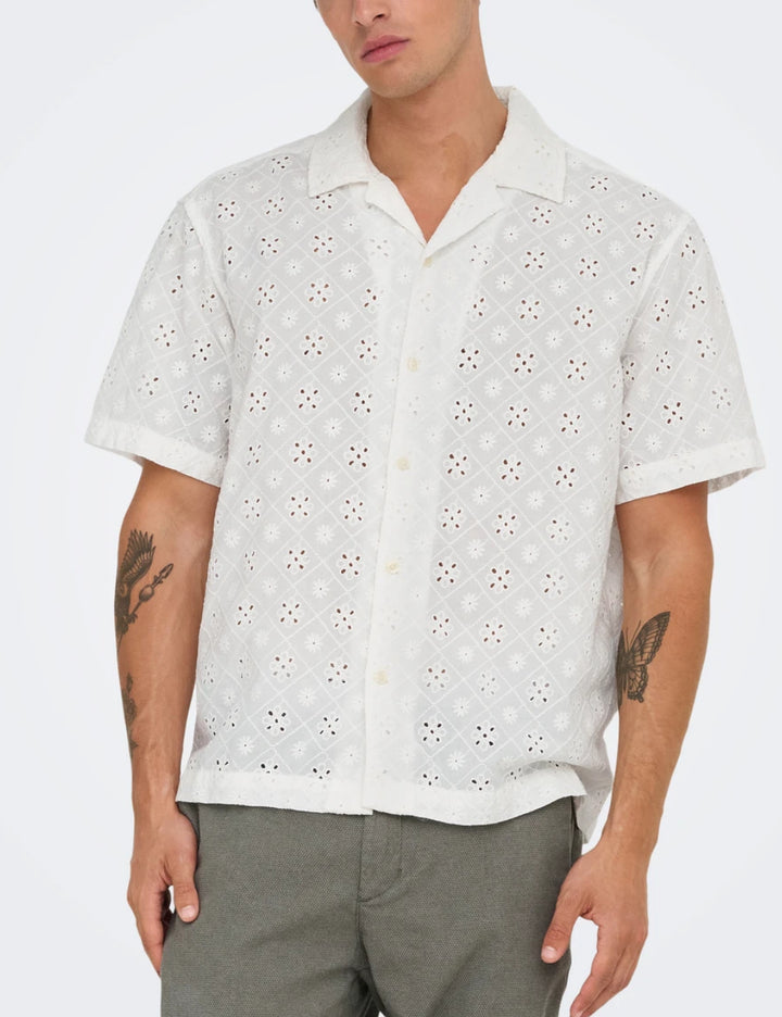 Only & Sons rövid ujjú ing, fehér