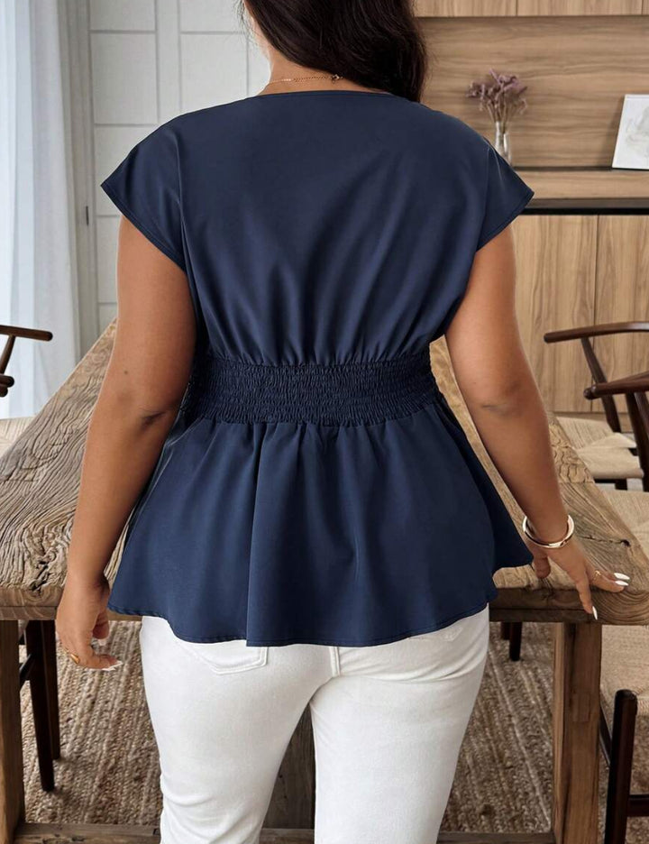Shein Curve+ rövid ujjú ing, fehér